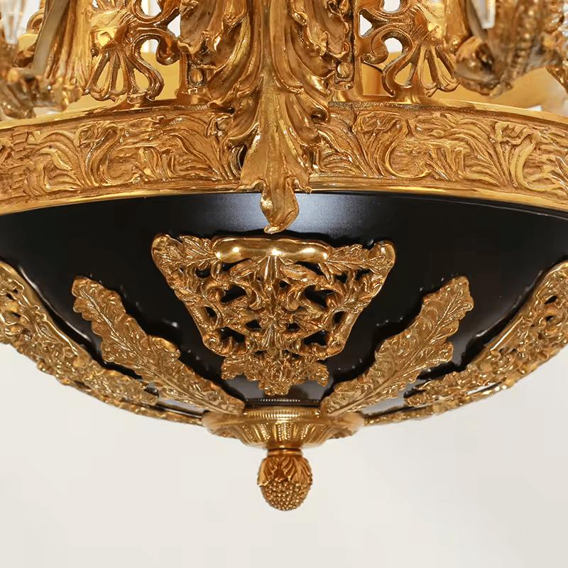18 - Candle Lights Baroque Style Brass Candle Chandelier with Crystal Accent - Serene Luminaire