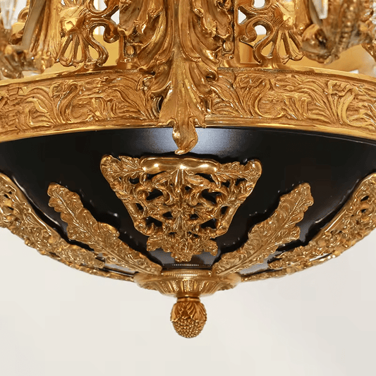 18 - Candle Lights Baroque Style Brass Candle Chandelier with Crystal Accent - Serene Luminaire