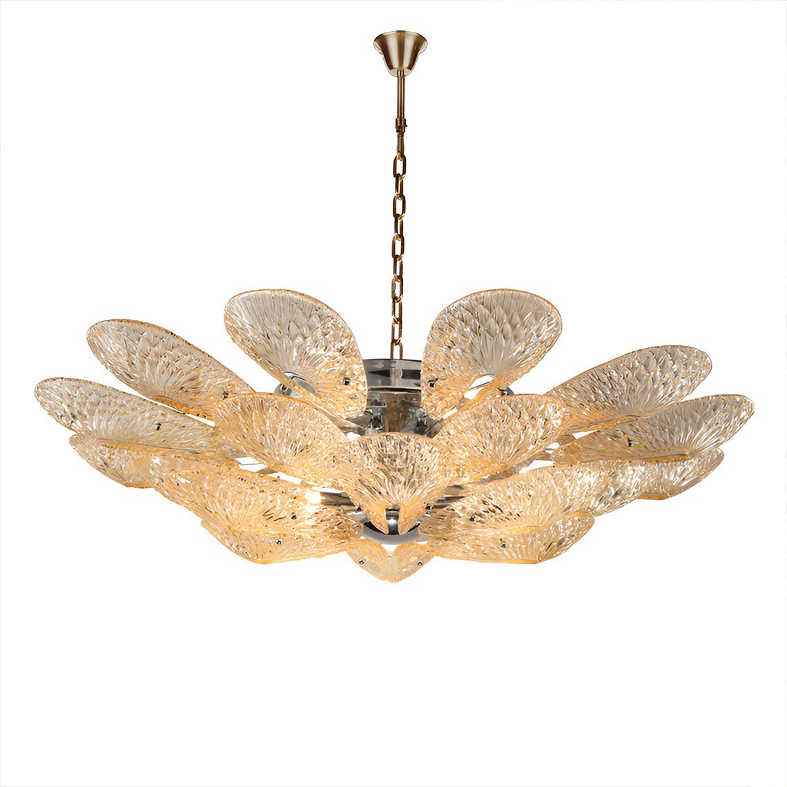 2 - Tier White & Rose Gold Sunflower Champagne Floral Chandelier - Serene Luminaire