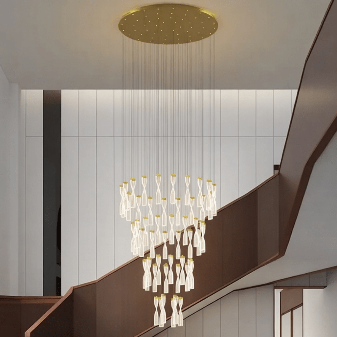 Arlo Spiral Crystal Staircase Chandelier - Serene Luminaire