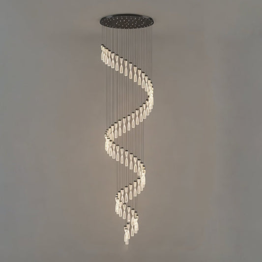 Arlo Spiral Crystal Staircase Chandelier - Serene Luminaire