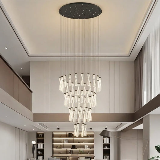 Arlo Spiral Crystal Staircase Chandelier - Serene Luminaire