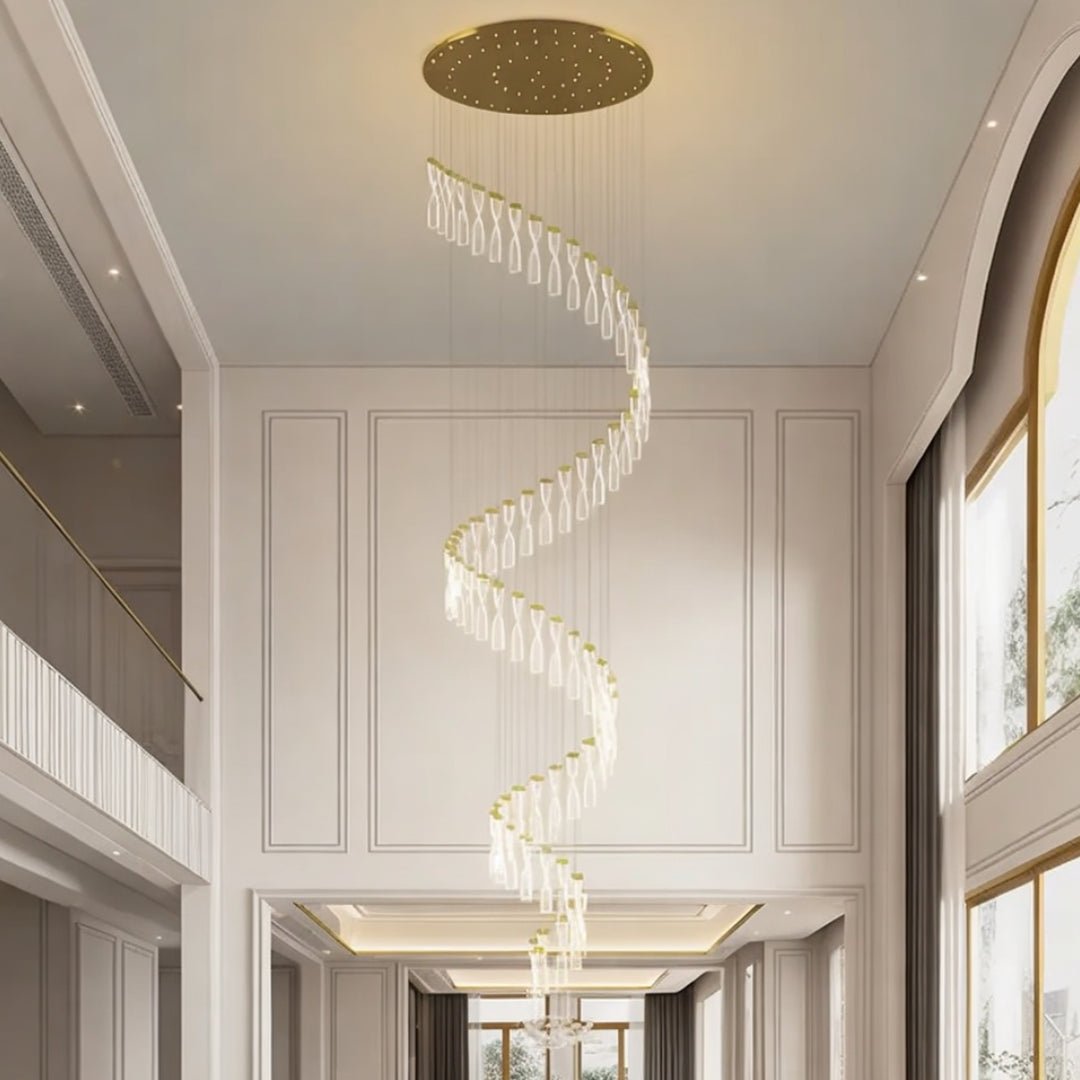 Arlo Spiral Crystal Staircase Chandelier - Serene Luminaire