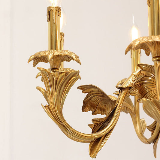 Aveline Ginkgo Leaf Classic Gold Candelabra Chandelier - Serene Luminaire
