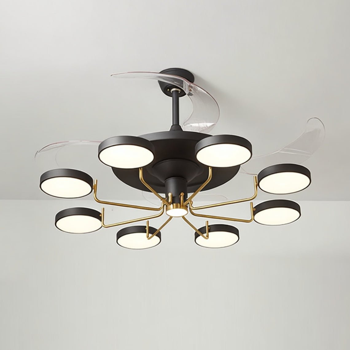 Casa 8 - Gold/Black Modern Ceiling Fan with Light 8 Light Fixtures - Serene Luminaire