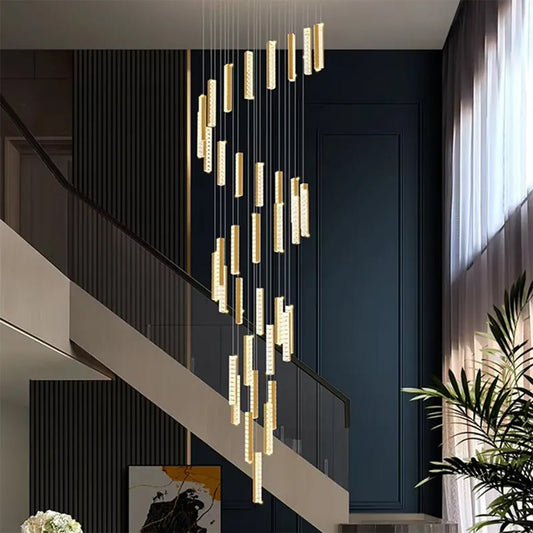 Celine Modern Rectangular Crystal Drop Spiral Chandelier - Serene Luminaire