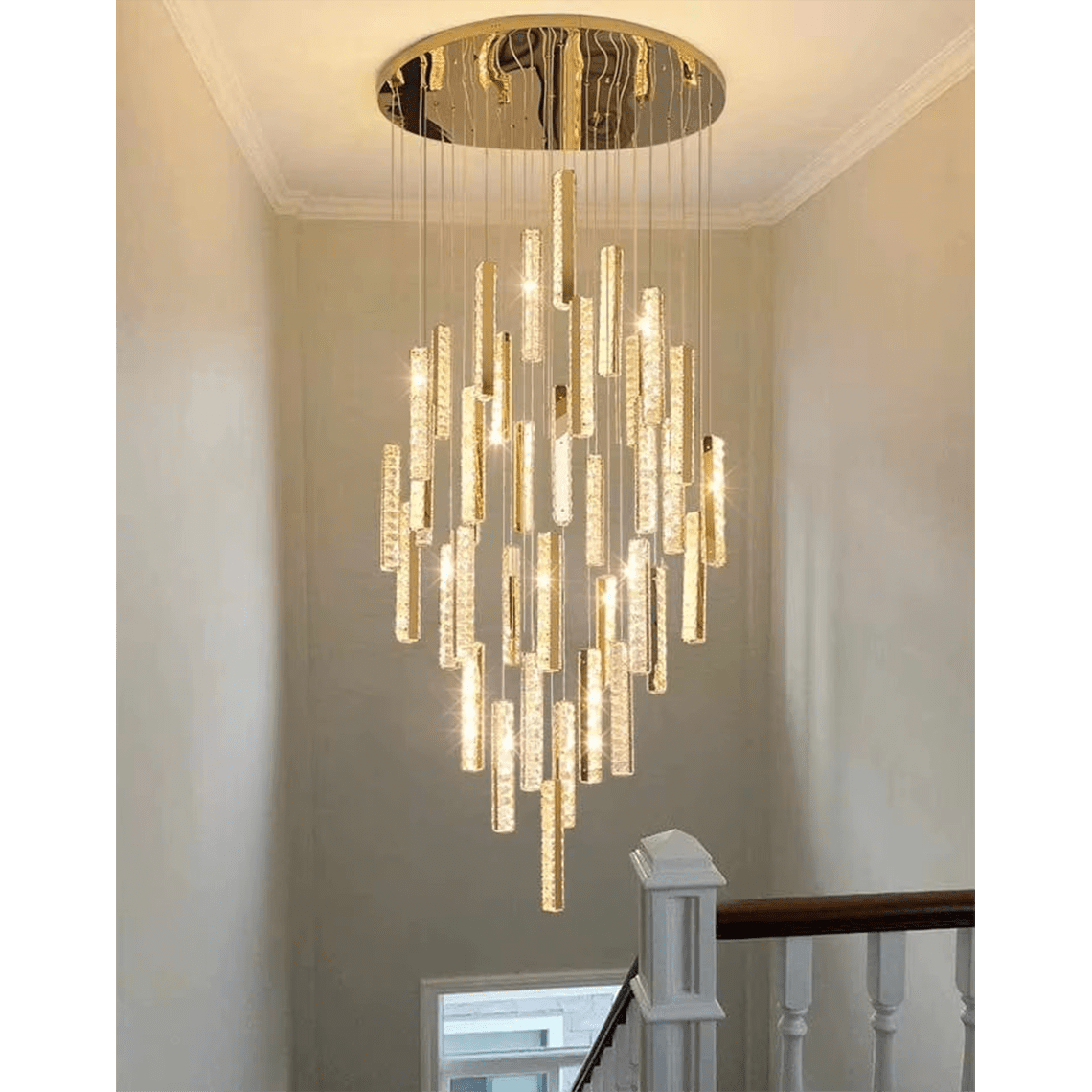 Celine Modern Rectangular Crystal Drop Spiral Chandelier - Serene Luminaire