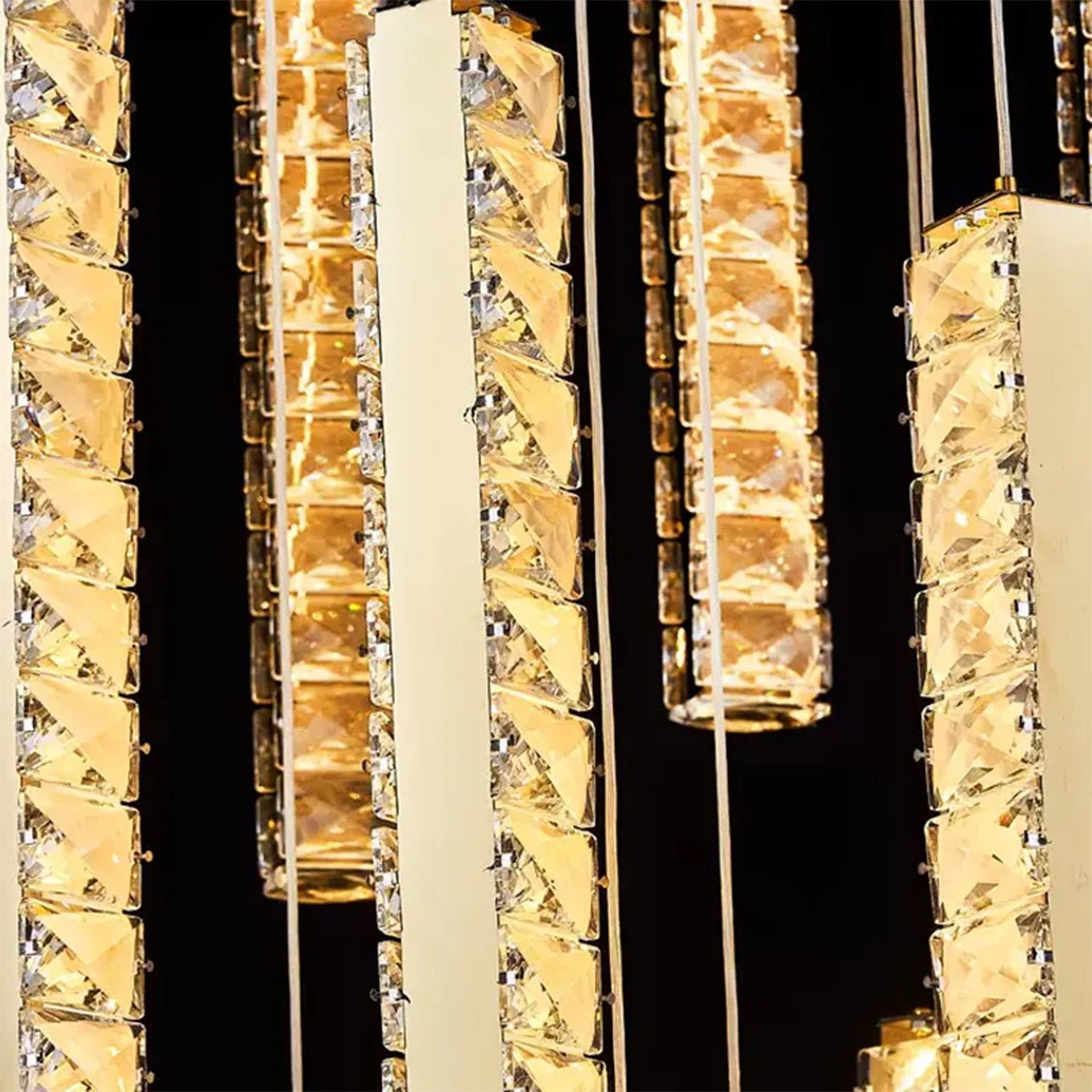 Celine Modern Rectangular Crystal Drop Spiral Chandelier - Serene Luminaire