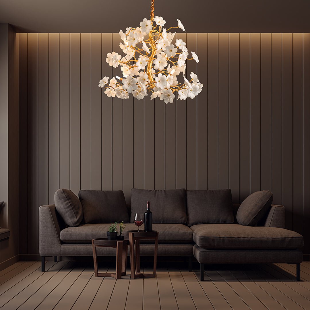 Cherry Blossom White Flower Chandelier - Serene Luminaire