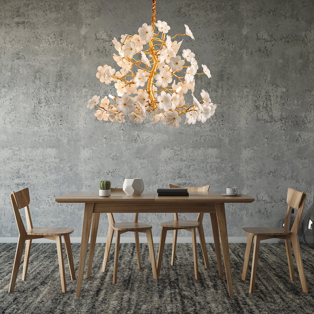 Cherry Blossom White Flower Chandelier - Serene Luminaire