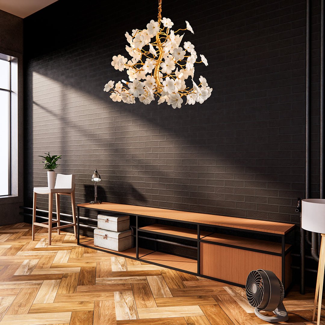 Cherry Blossom White Flower Chandelier - Serene Luminaire