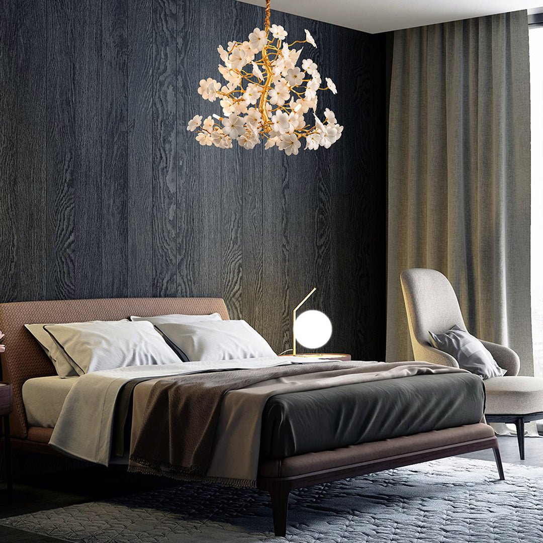 Cherry Blossom White Flower Chandelier - Serene Luminaire