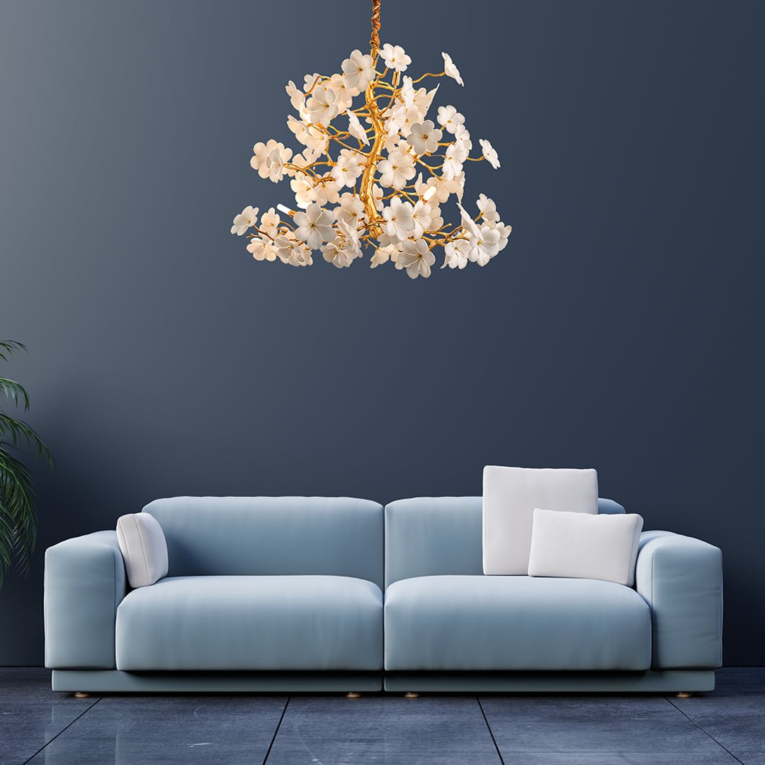 Cherry Blossom White Flower Chandelier - Serene Luminaire