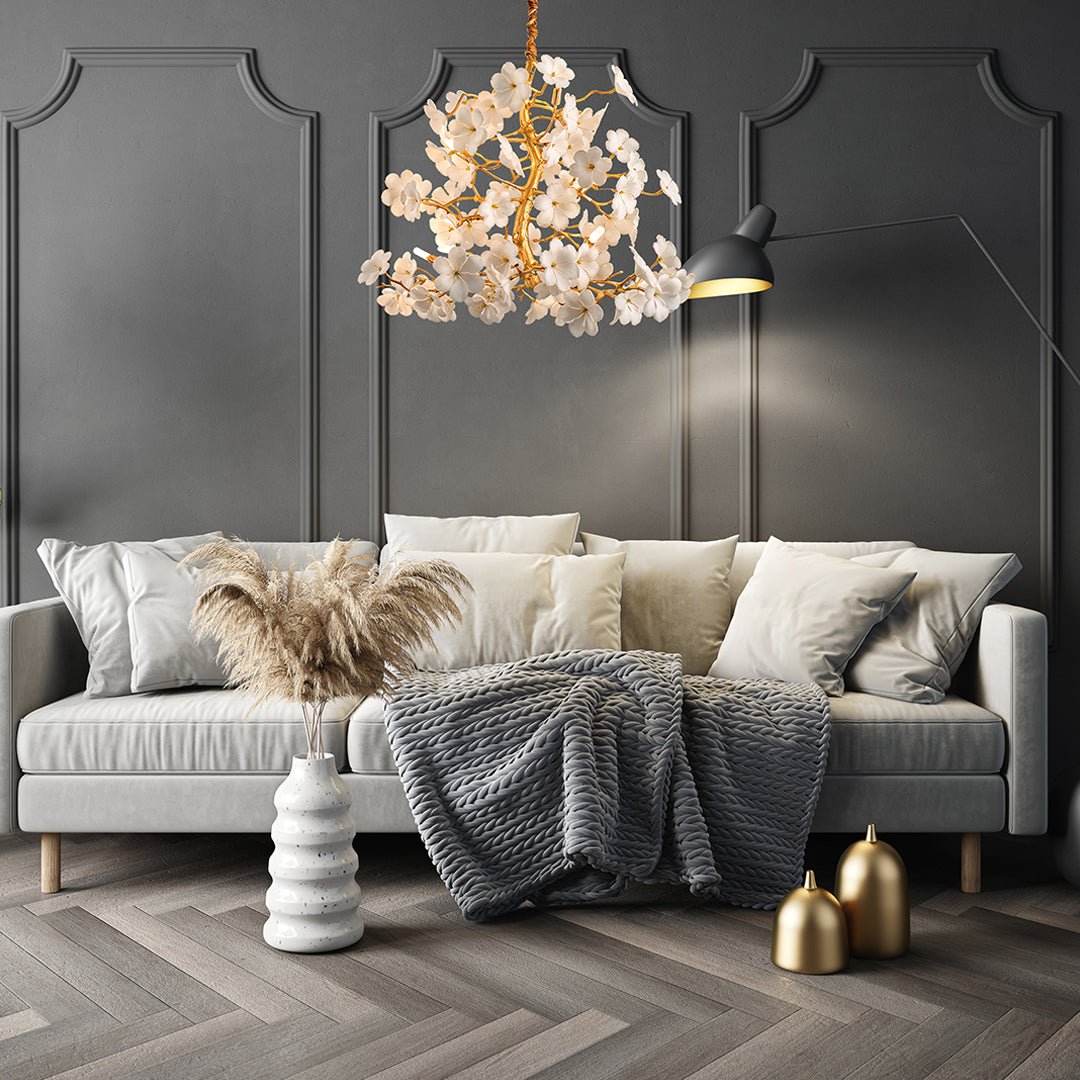 Cherry Blossom White Flower Chandelier - Serene Luminaire