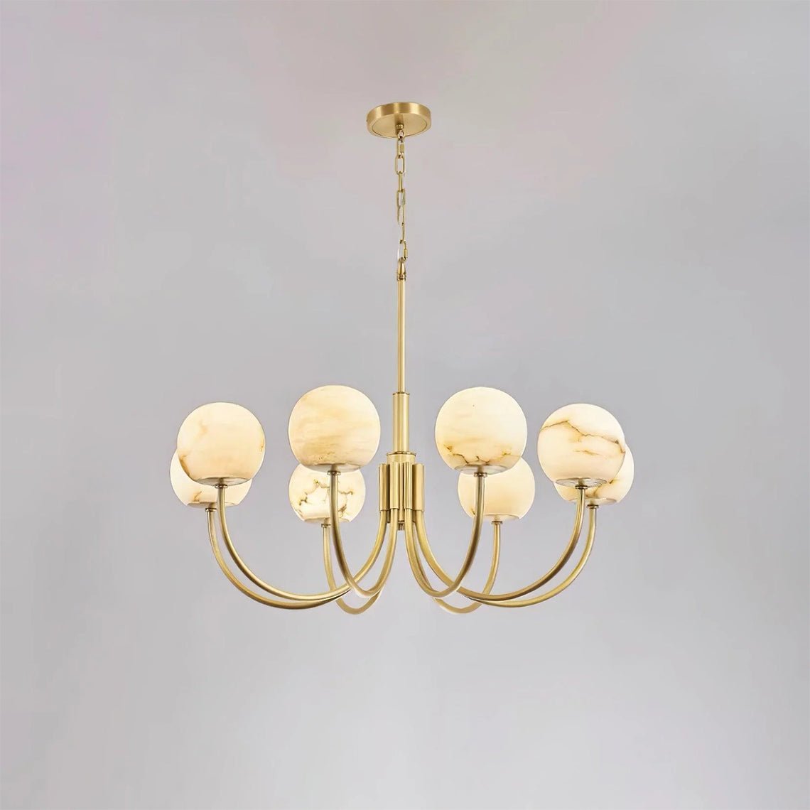 Dawnstone Radiance Alabaster Globe Round Chandelier - Serene Luminaire