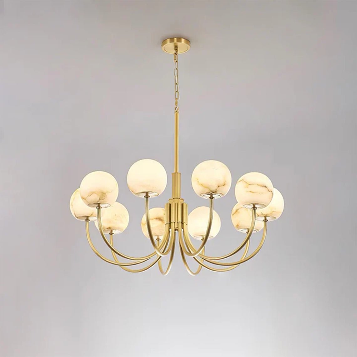 Dawnstone Radiance Alabaster Globe Round Chandelier - Serene Luminaire