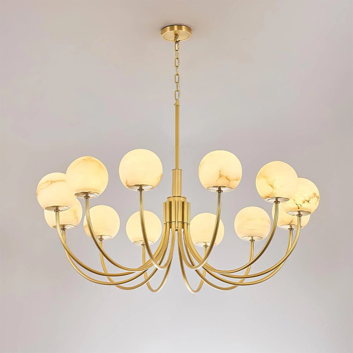Dawnstone Radiance Alabaster Globe Round Chandelier - Serene Luminaire