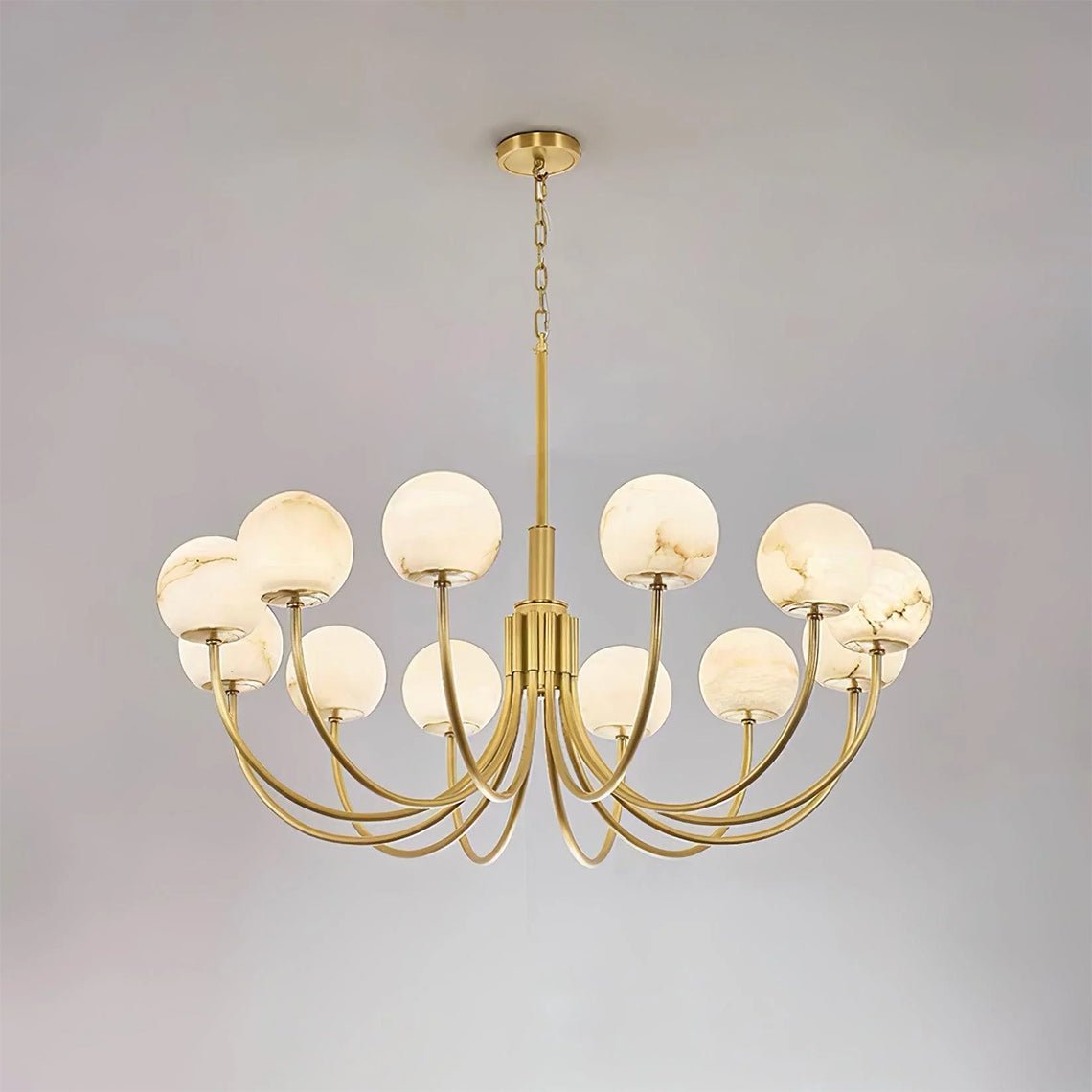 Dawnstone Radiance Alabaster Globe Round Chandelier - Serene Luminaire