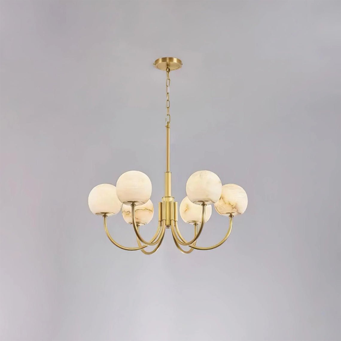 Dawnstone Radiance Alabaster Globe Round Chandelier - Serene Luminaire