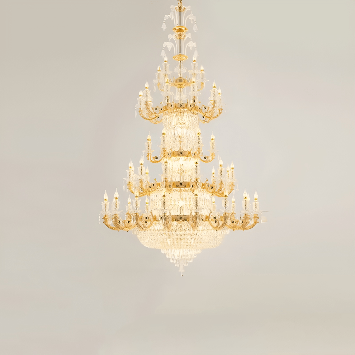 Grand Lustre 35" Baroque 5 - Tier Crystal Gold Chandelier - Serene Luminaire