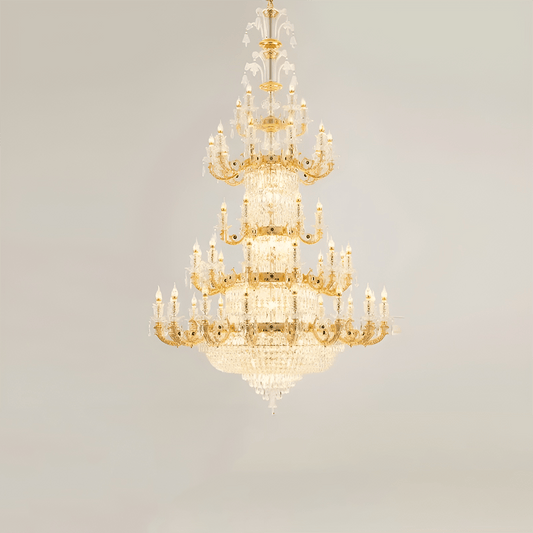 Grand Lustre 35" Baroque 5 - Tier Crystal Gold Chandelier - Serene Luminaire