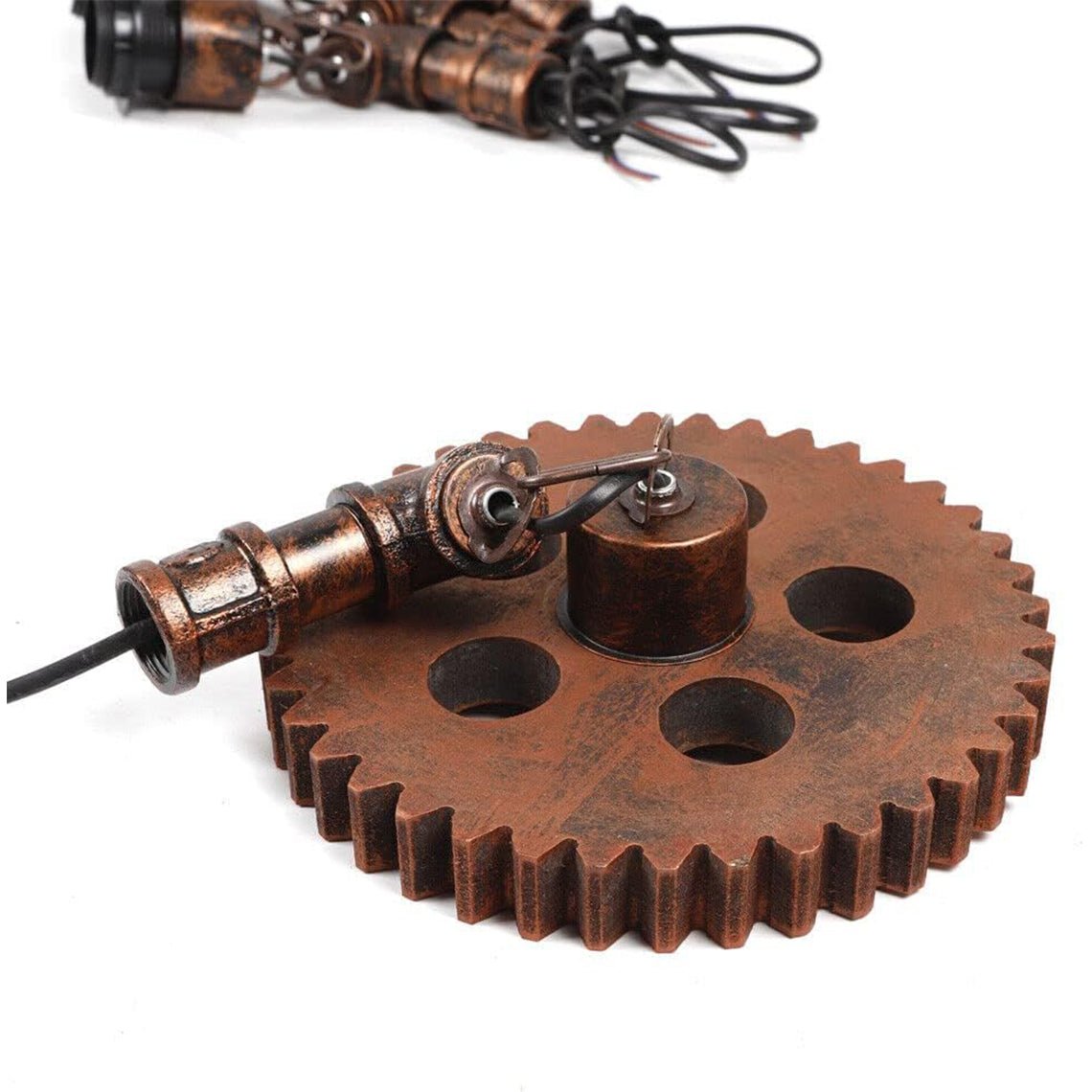 Industrial Retro Style Gear 7 Light Rustic Chandelier for Farmhouses and Restaurants - Serene Luminaire