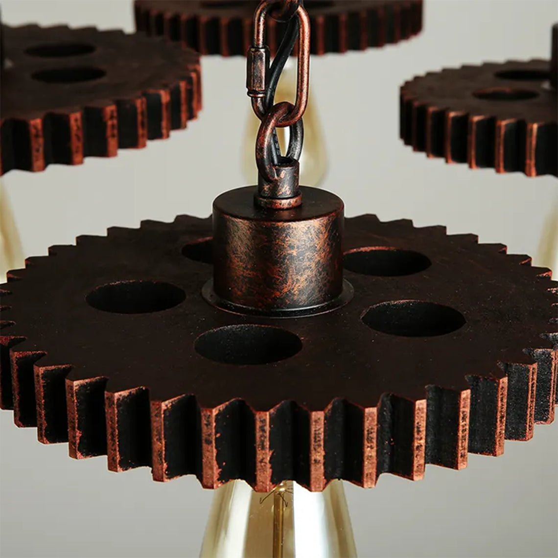 Industrial Retro Style Gear 7 Light Rustic Chandelier for Farmhouses and Restaurants - Serene Luminaire