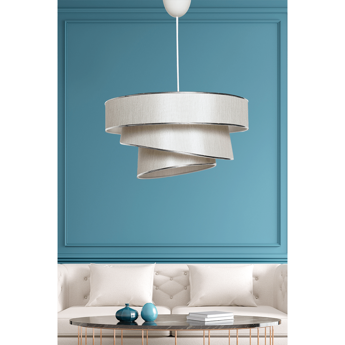 Lumière Cylindrique 16" White & Gold Tiered Drum Shade Chandelier - Serene Luminaire