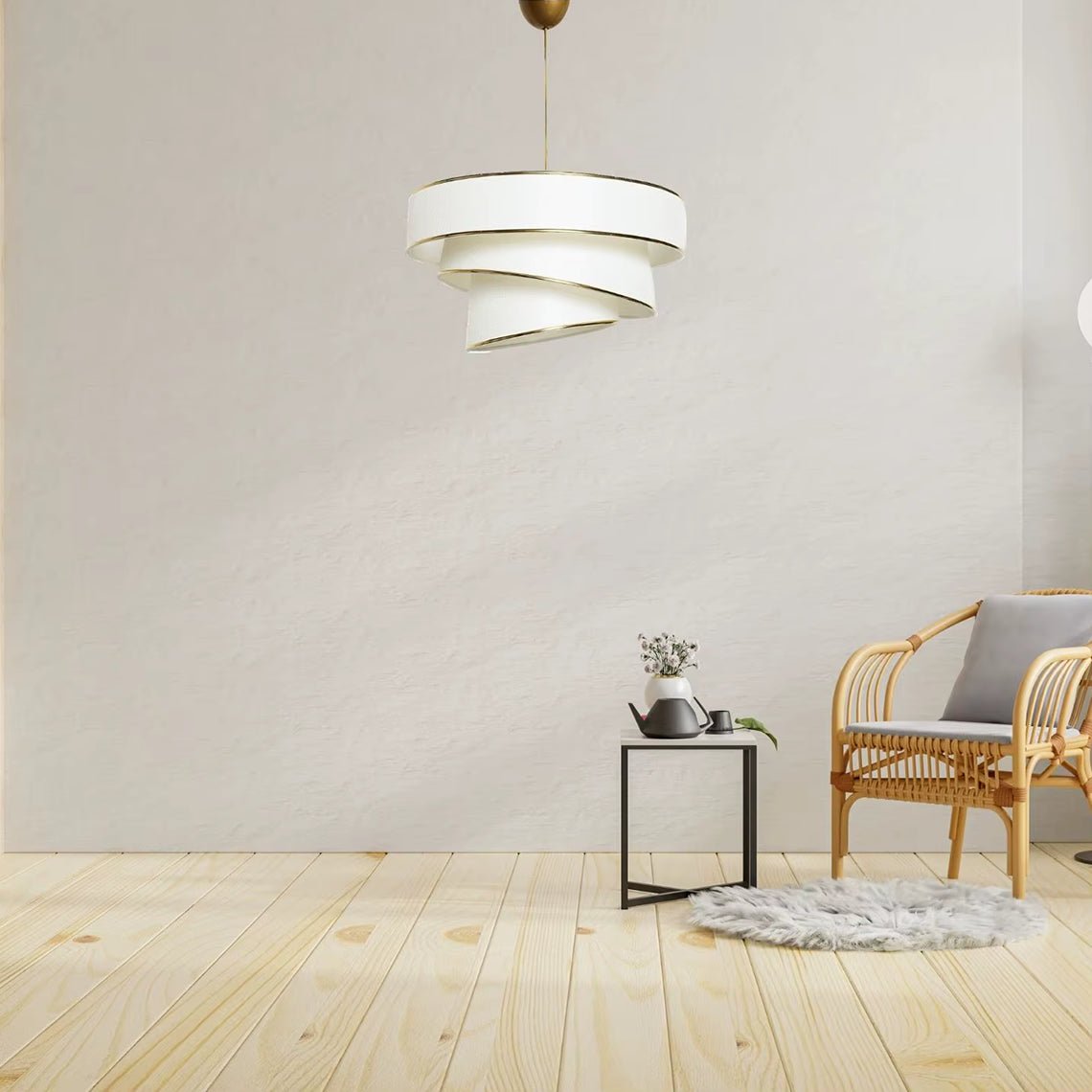 Lumière Cylindrique 16" White & Gold Tiered Drum Shade Chandelier - Serene Luminaire