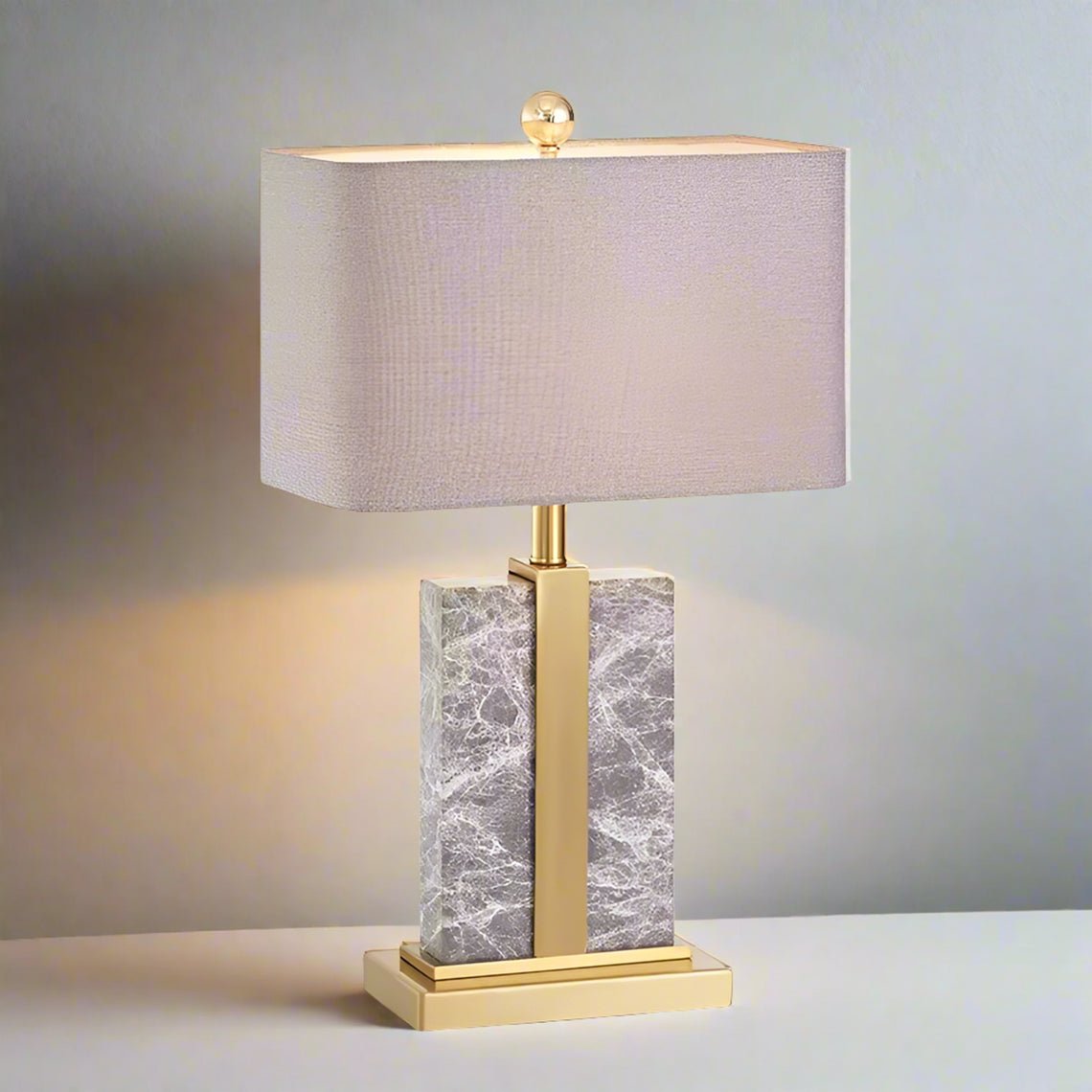 Serene Home 24" Modern Rectangular Grey Marble Table Lamp - Serene Luminaire