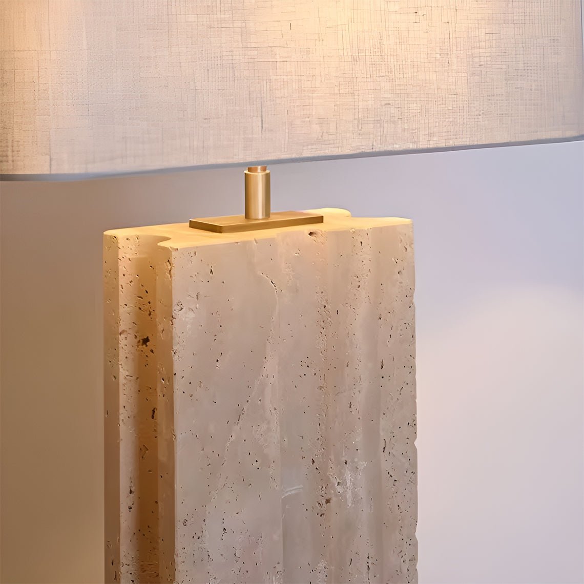 Serene Home 25" Marble Table Lamp with Linen Rectangular Shade - Serene Luminaire