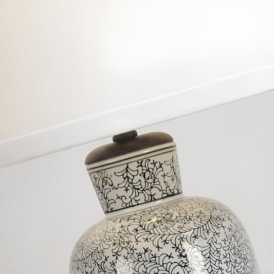 Serene Home Maria 17" Ceramic Cottage Table Lamp with Floral Pattern - Serene Luminaire