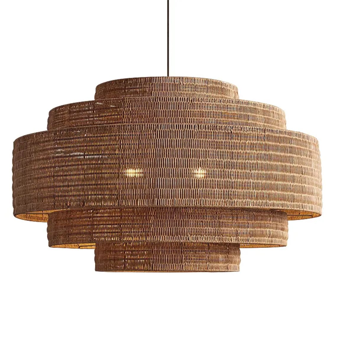 Soleil 3 - Tier Rattan Drum Chandelier - Serene Luminaire