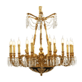 18 - Candle Lights Baroque Style Brass Candle Chandelier with Crystal Accent - Serene Luminaire
