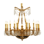 18 - Candle Lights Baroque Style Brass Candle Chandelier with Crystal Accent - Serene Luminaire