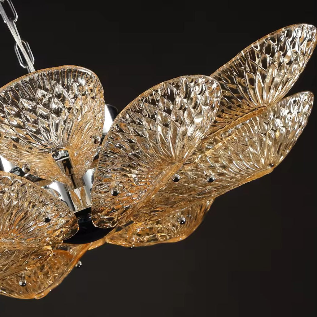 2 - Tier White & Rose Gold Sunflower Champagne Floral Chandelier - Serene Luminaire
