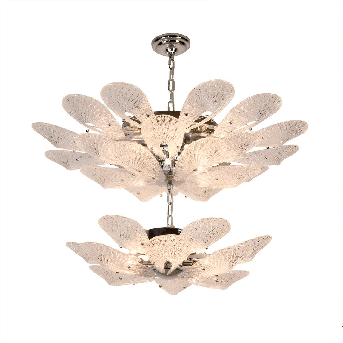 2 - Tier White & Rose Gold Sunflower Champagne Floral Chandelier - Serene Luminaire