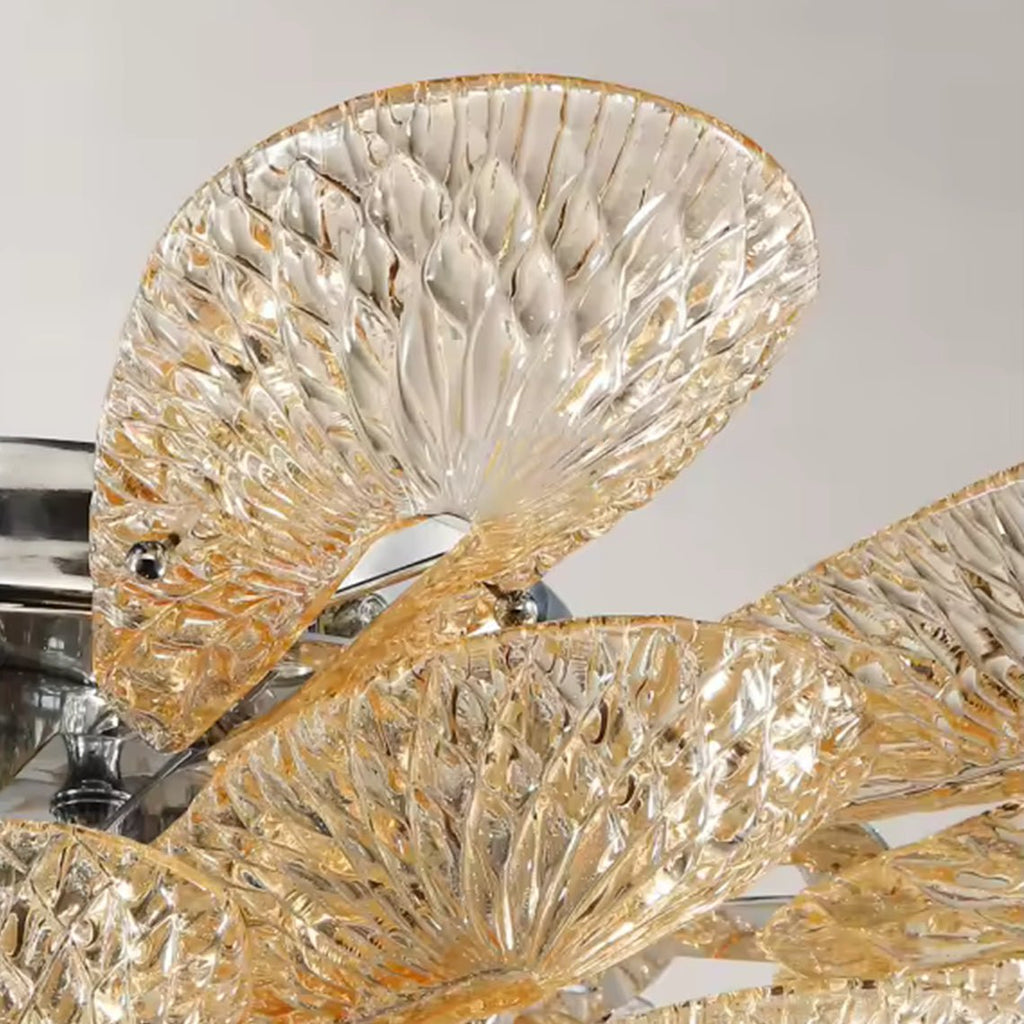 2 - Tier White & Rose Gold Sunflower Champagne Floral Chandelier - Serene Luminaire