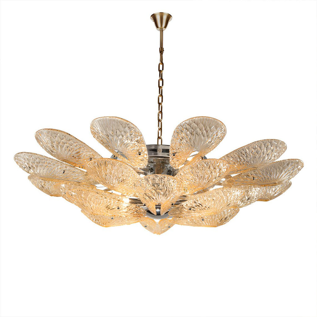 2 - Tier White & Rose Gold Sunflower Champagne Floral Chandelier - Serene Luminaire