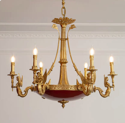 Seraphic Mermaid Gold Candelabra Chandelier