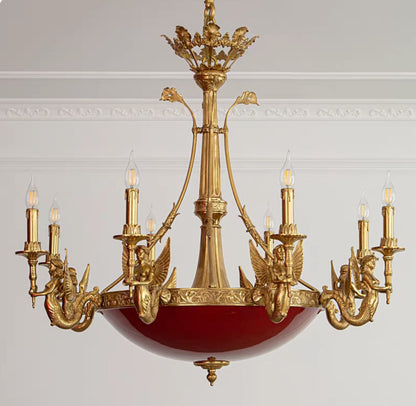 Seraphic Mermaid Gold Candelabra Chandelier