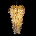 Adelaine 10 Light Tall Golden Crystal Branch Tree Round Chandelier - Serene Luminaire