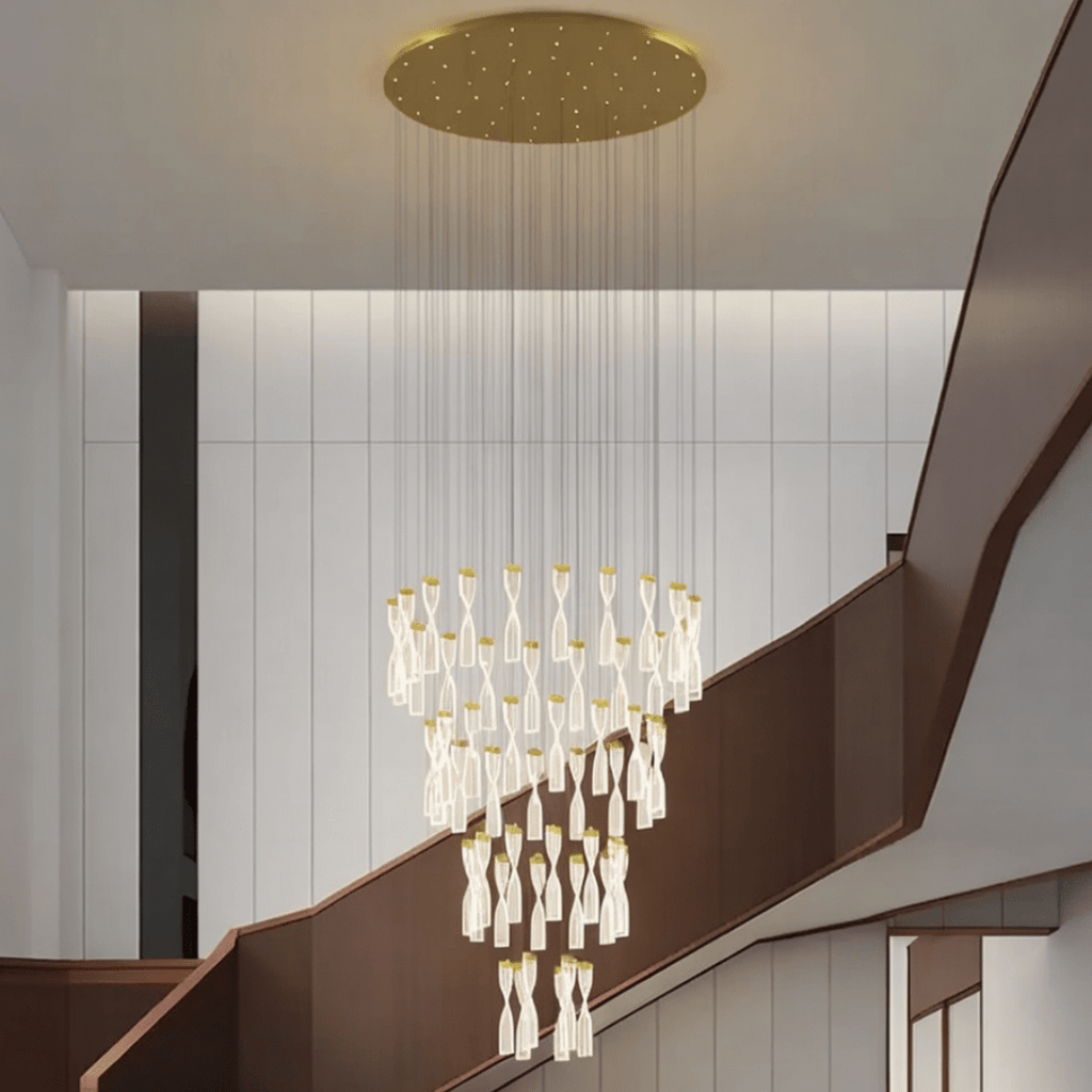 Arlo Spiral Crystal Staircase Chandelier - Serene Luminaire