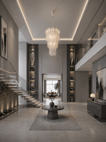 Aurielle Tiered Glass Chandelier - Serene Luminaire