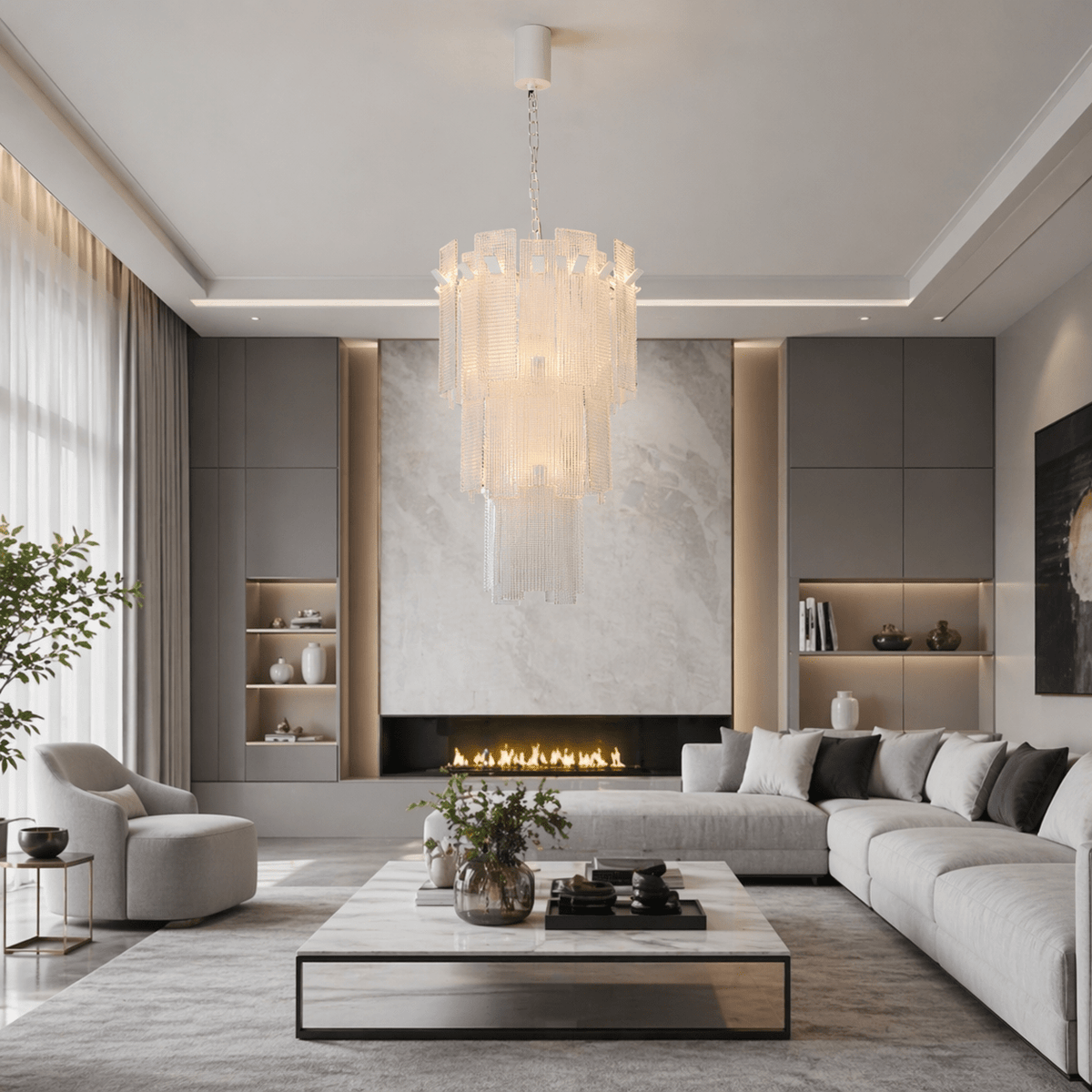 Aurielle Tiered Glass Chandelier - Serene Luminaire