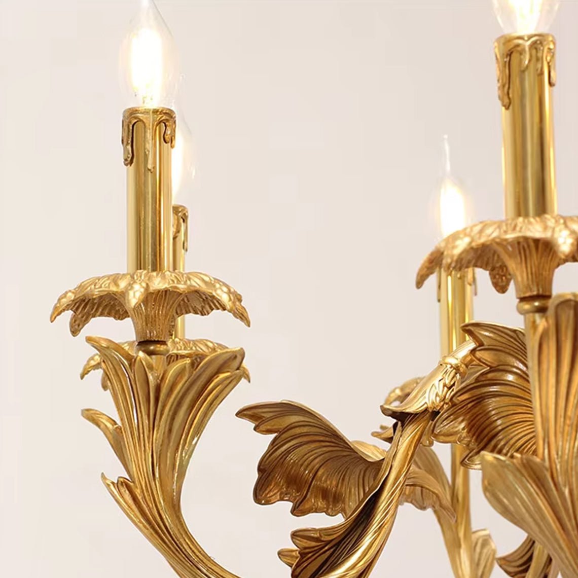 Aveline Ginkgo Leaf Classic Gold Candelabra Chandelier - Serene Luminaire