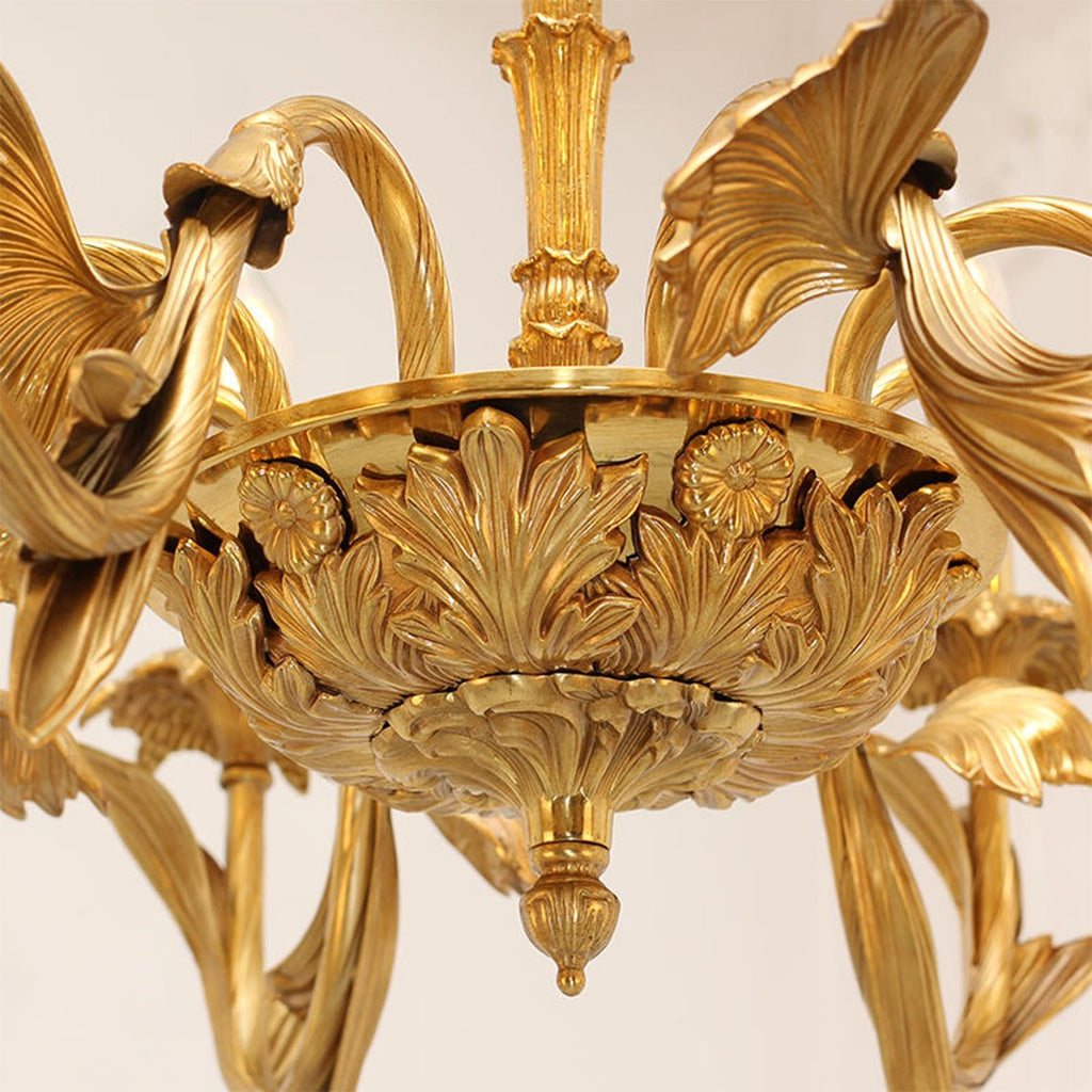 Aveline Ginkgo Leaf Classic Gold Candelabra Chandelier - Serene Luminaire