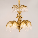 Baroque Style Gold Palm Leaf Crystal Chandelier - Serene Luminaire