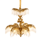 Baroque Style Gold Palm Leaf Crystal Chandelier - Serene Luminaire