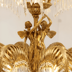 Baroque Style Gold Palm Leaf Crystal Chandelier - Serene Luminaire